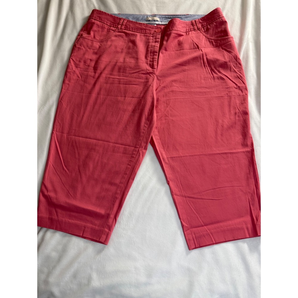 CJ Banks Womens 20 Coral Pink Capri Pants Stretch Cotton Cropped Trousers 0123